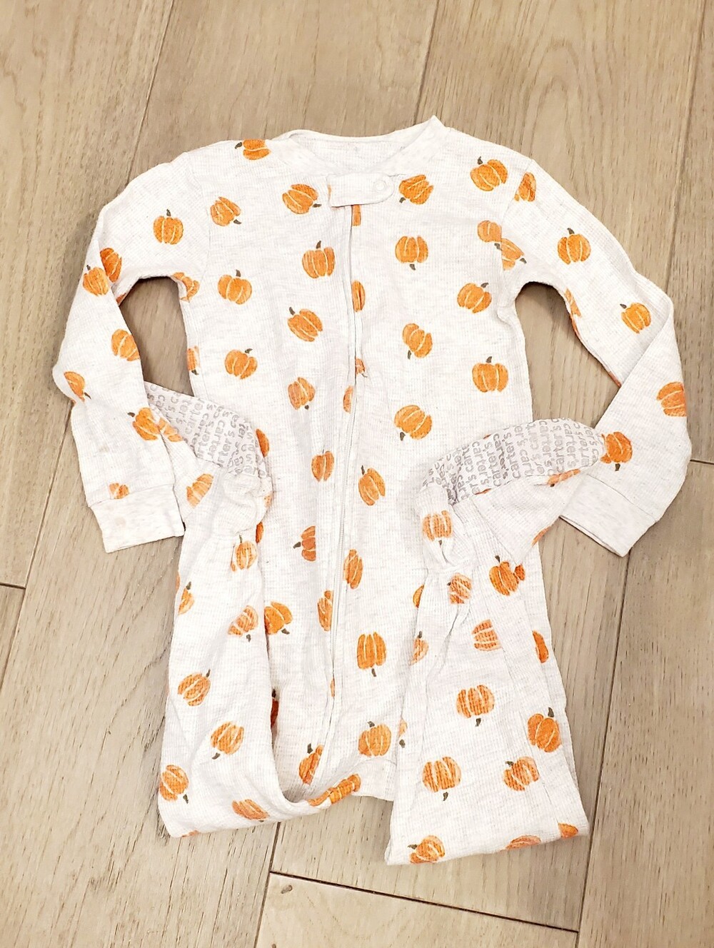 Carter's Cream Long-Sleeve Sleep Sack with Orange Pumpkin Print 2T